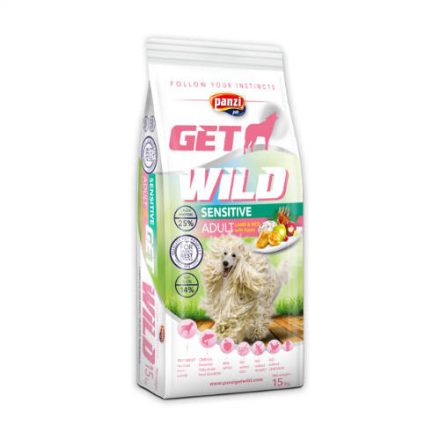 Panzi GetWild Adult Sensitive Lamb&rice with apple (bárány-rizs almával) száraztáp - Érzékeny emésztésű, búzamentes szárazeledel felnőtt kutyák részére (15kg)