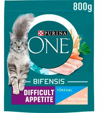Purina ONE Difficult Appetite tőkehal és pisztráng száraz macskaeledel 800g