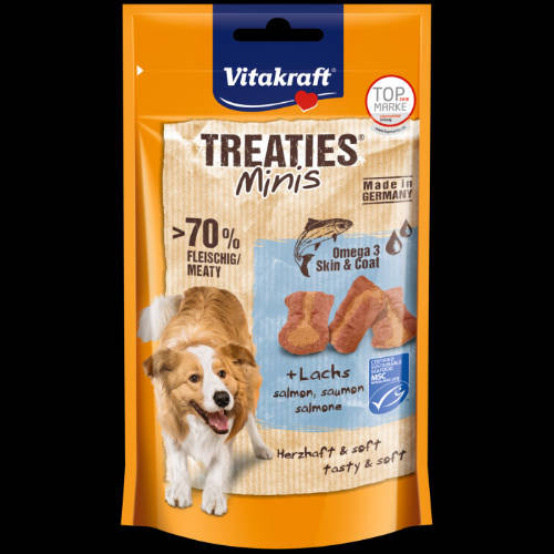 Vitakraft Treaties Minis salmos & Omega 3 - jutalomfalat (lazac,omega 3) kistestű kutyák részére (48g)