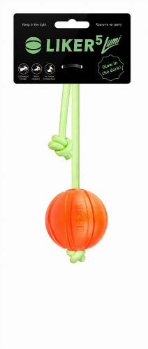 LIKER5 Lumi Ball with Fluoresence rope - játék (labda, fluoreszkáló kötéllel) kutyák részére (Ø5cm)