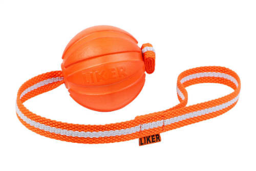 LIKER Line 5 Line - játék (labda szalaggal,narancssárga) kutyák részére (ø5cm/35cm)
